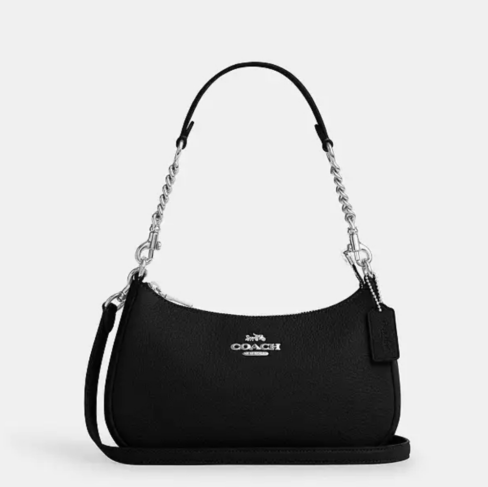 NWT! Coach Teri Shoulder Bag In Silver/Black